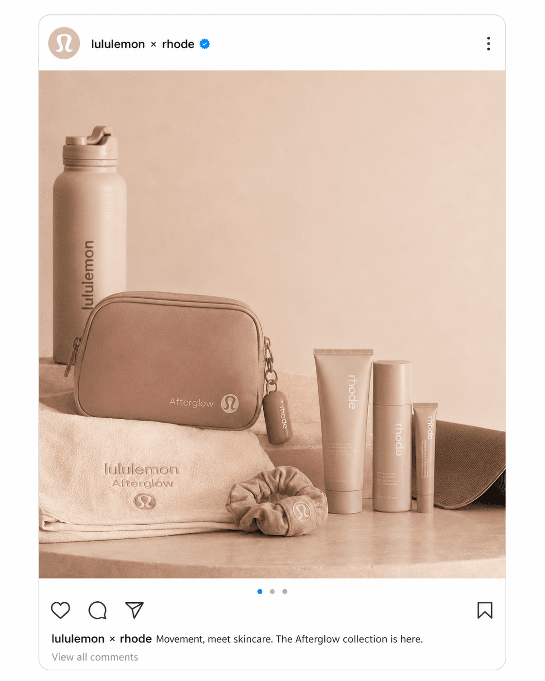 The Afterglow Club Instagram carousel post by lululemon × rhode