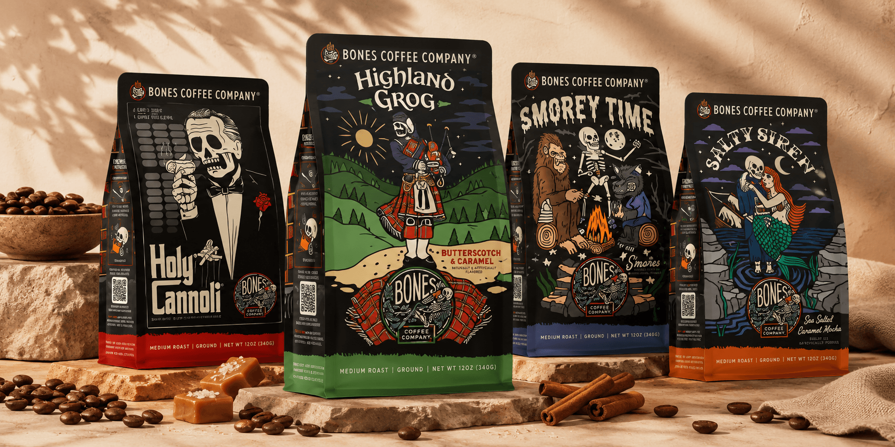 Bones Coffee repeat purchase engine hero visual
